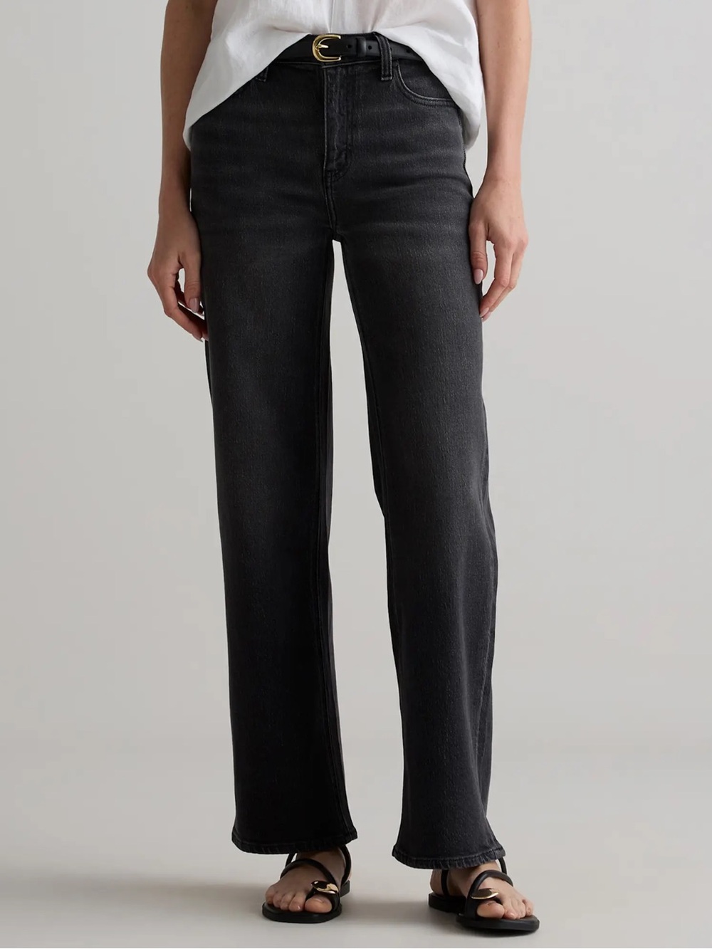 Quince Bella Stretch Relaxed Straight Jeans - 30" / Charcoal Black
